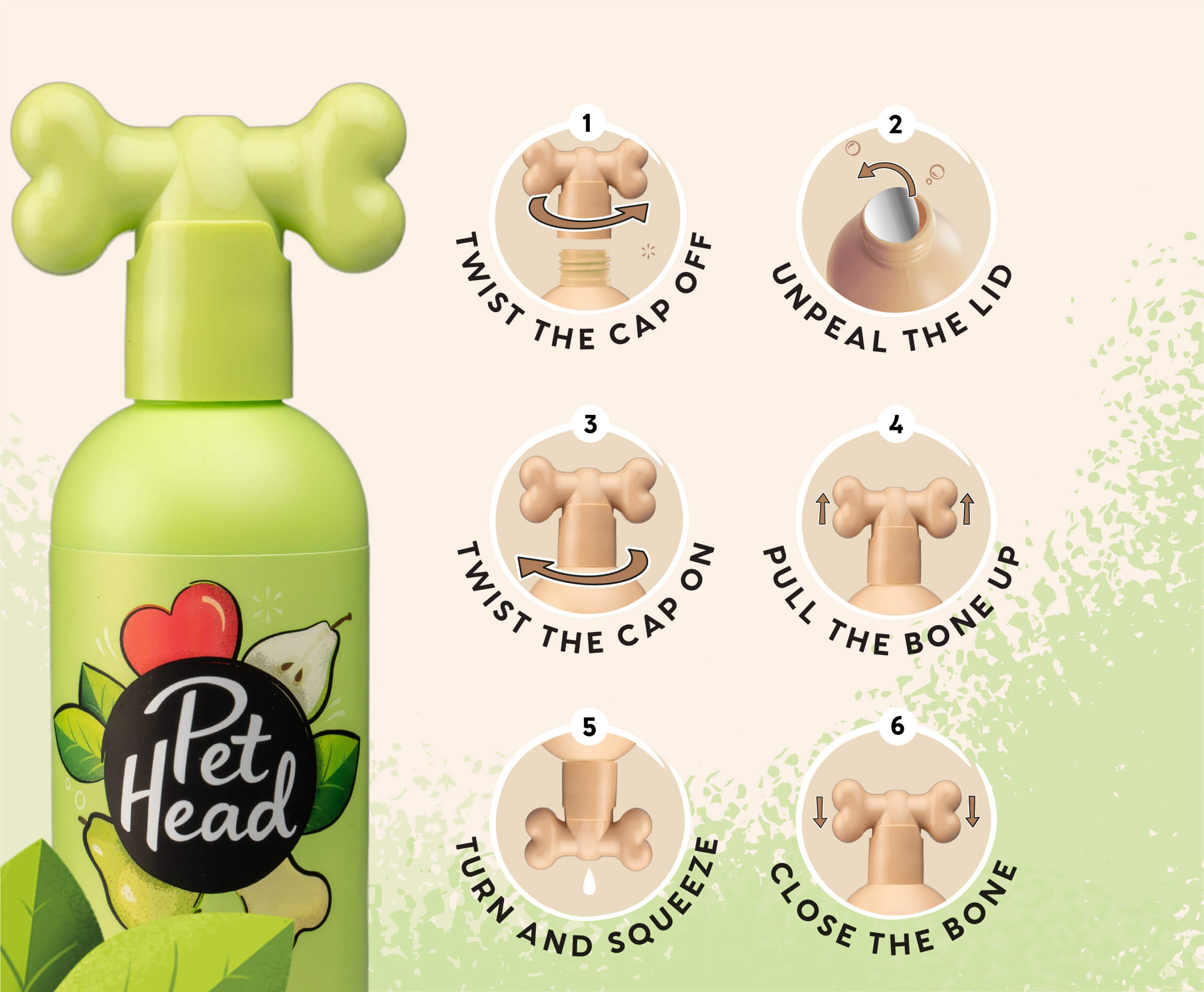 Product shot and benefits of the Pet Head Mucky Pup Shampoo