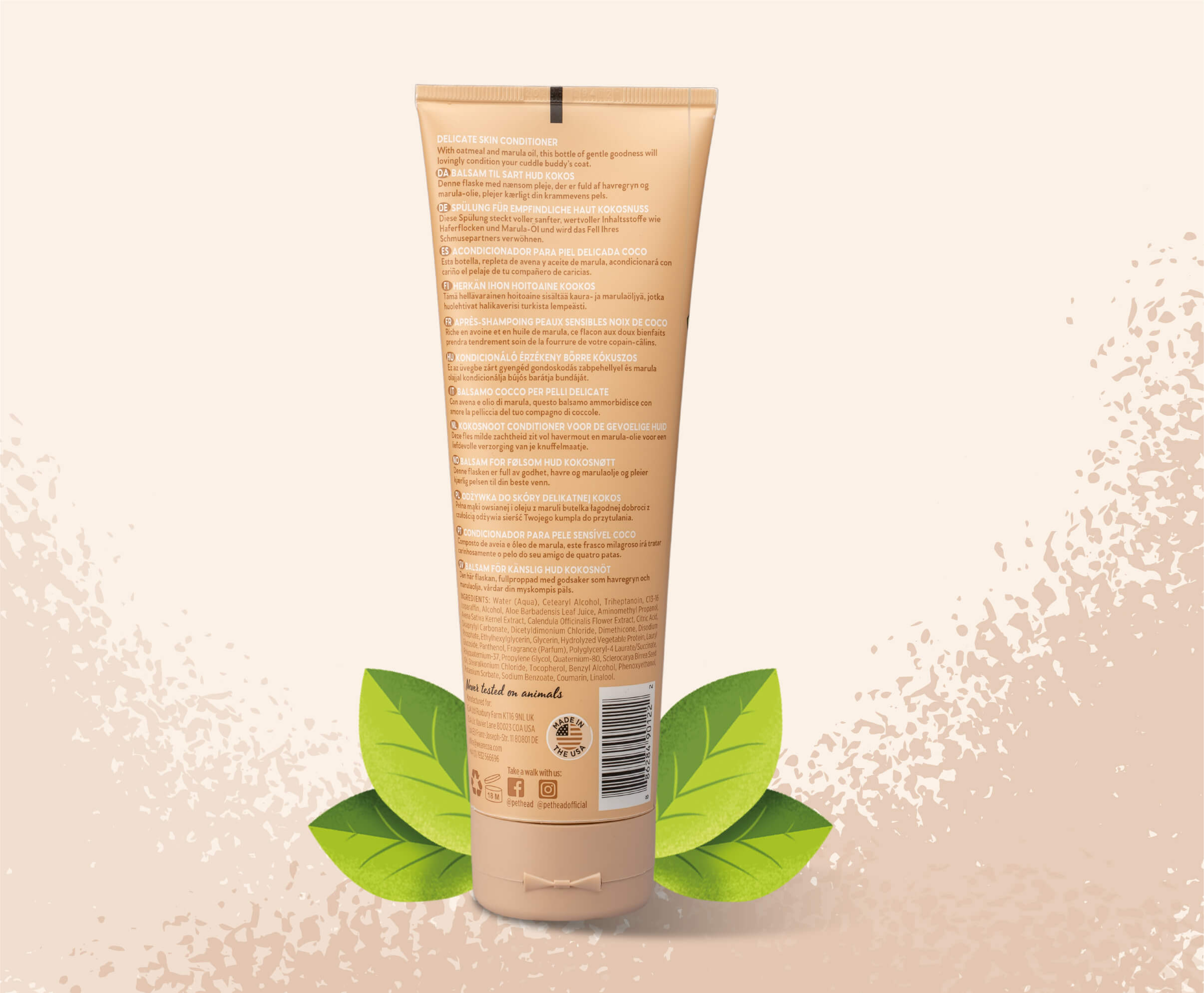 Product shot of the back of the Pet Head Sensitive Soul conditioner
