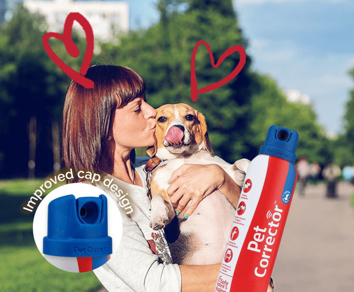 happy lady with beagle