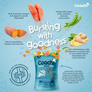 Coachi Natural Training Treats with natural ingredients and nutritional benefits.