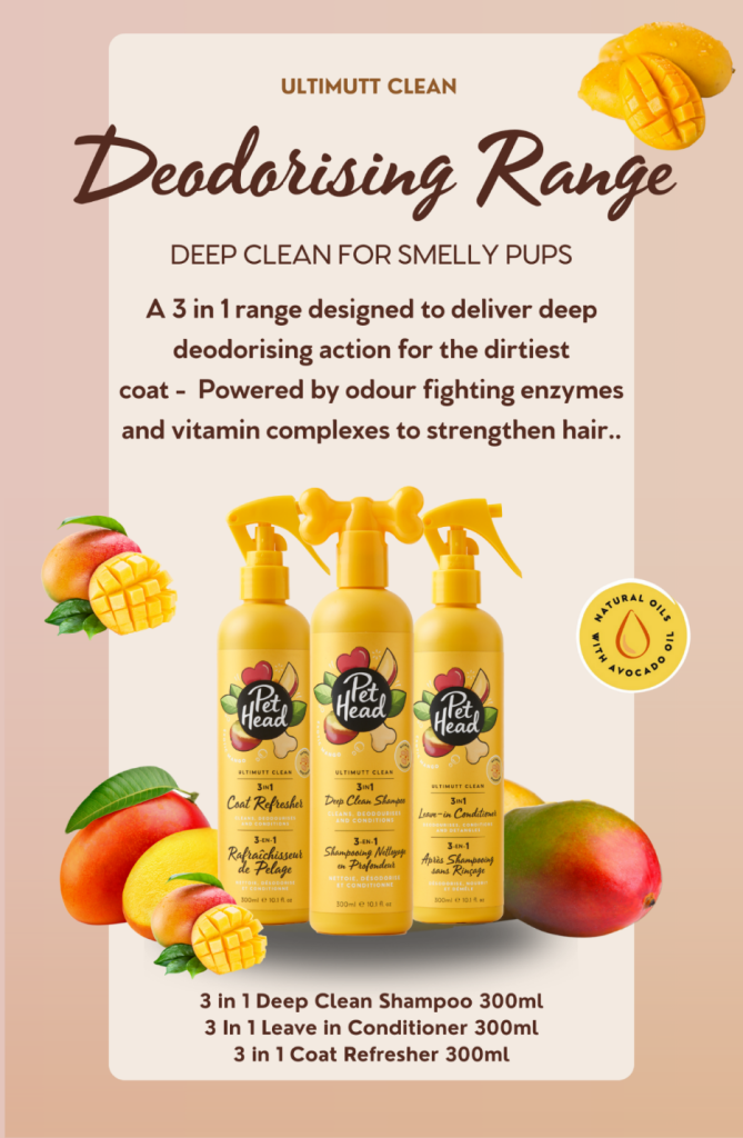 Pet Head Ultimutt Clean deodorising range including deep clean dog shampoo and coat refresher.