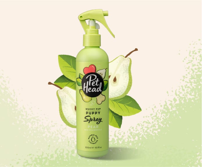 Product shot of the Pet Head Mucky Pup spray